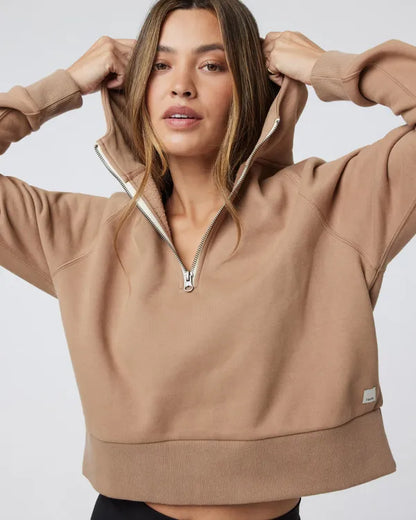 Vuori Womens Restore Half Zip Hoodie Goldenrod