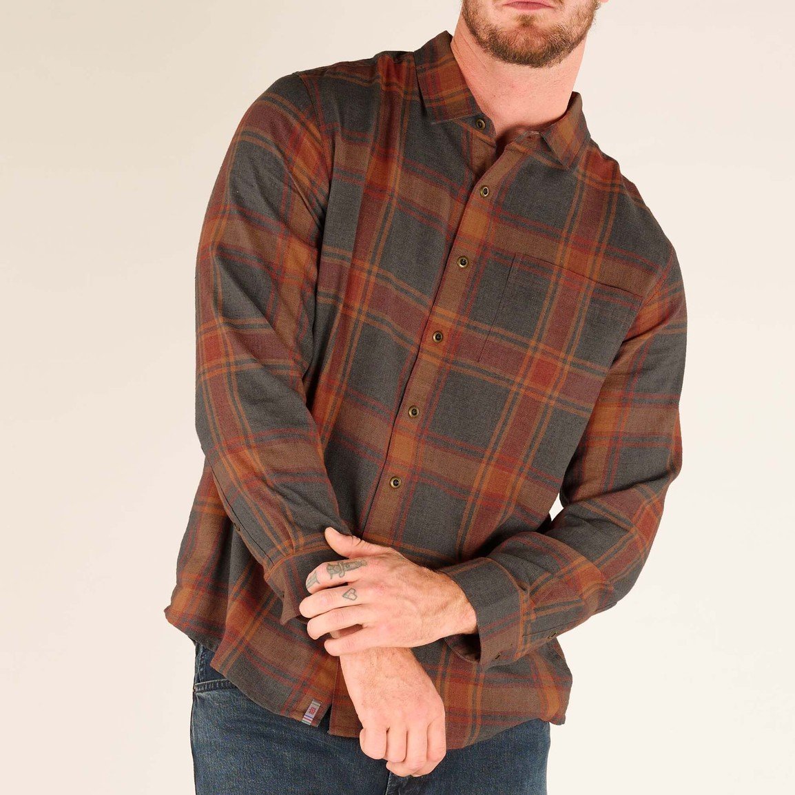 Sherpa Adventure Gear M Batsa Eco Long Sleeve Shirt CLAY RED PLAID