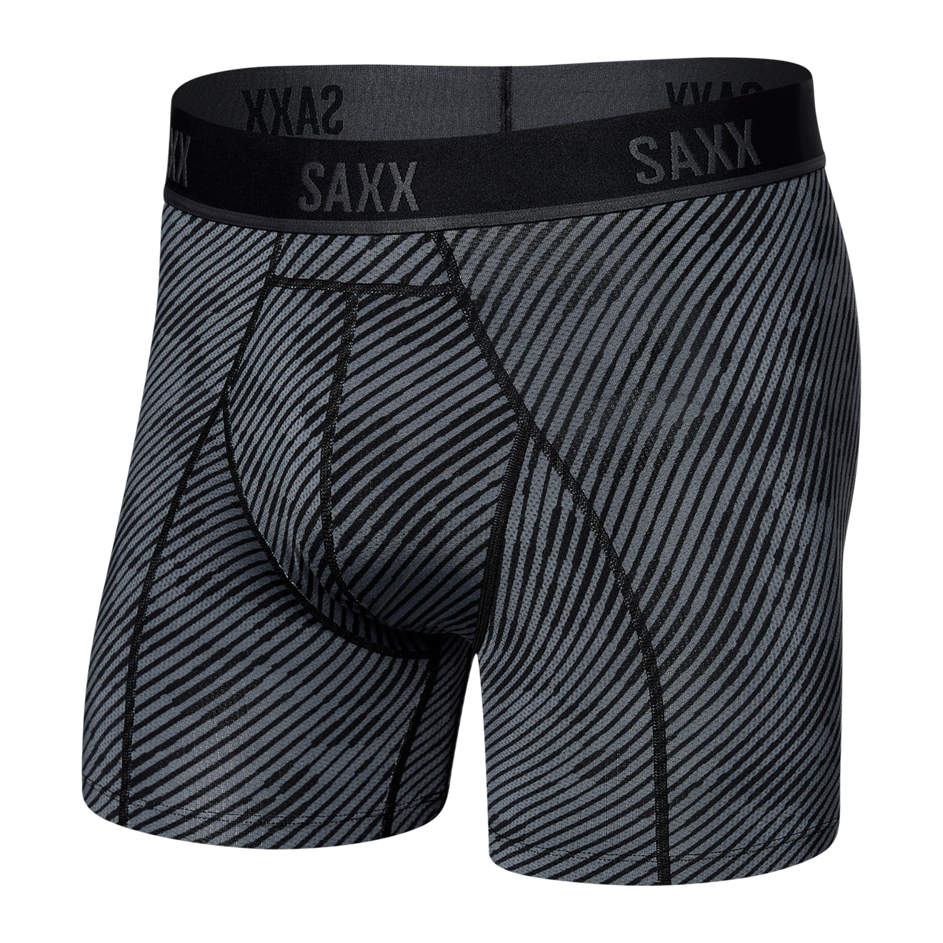 Saxx Mens Kinetic Light-compression Mesh Boxer Brief VARIEGATED STRIPE- BUE / L