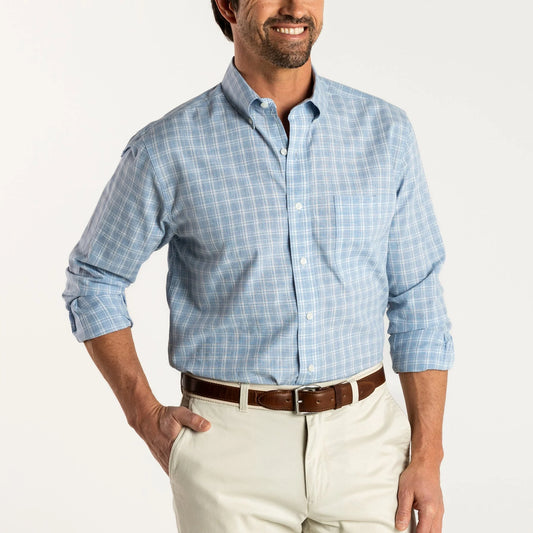 Duckhead Mens Ls Cotton Slub Thornton Plaid Shirt URE BLUE / L